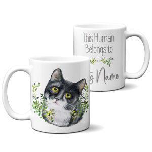 Personalised Black & White Cat Mug NDM61