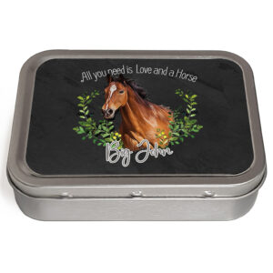 Personalised Brown Pony Horse Tin NDD59