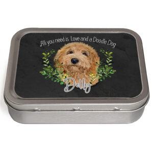 Personalised Blonde Doodle Dog Tin NDD24