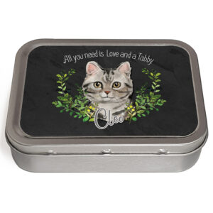 Personalised Grey Tabby Cat Tin NDD66