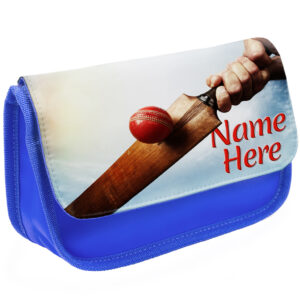 Personalised Cricket Kids Blue Pencil Case KSU10