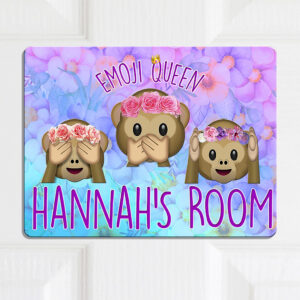 Personalised Emoji Monkey Dance Kids Door Sign KD54