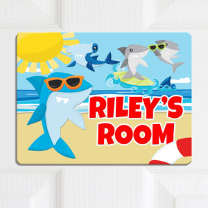 Personalised Funny Sharks Kids Door Sign KD32