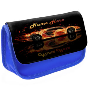 Personalised Race Car Kids Blue Pencil Case JS03