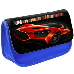 Personalised Race Car Kids Blue Pencil Case JS04