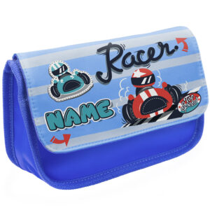 Personalised Car Racing Kids Blue Pencil Case KK17