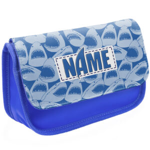 Personalised Shark Kids Blue Pencil Case KK29