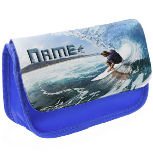 Personalised Surfer Wave Kids Blue Pencil Case SH251