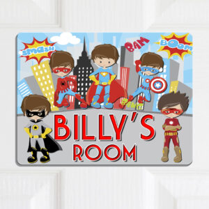 Personalised Superhero Kids Door Sign KD82