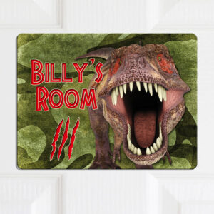 Personalised Dinosaur T Rex Kids Door Sign KD86