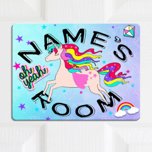 Personalised Cute Unicorn Kids Door Sign KD91