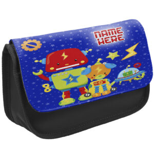 Personalised Space Robot Kids Black Pencil Case EC042