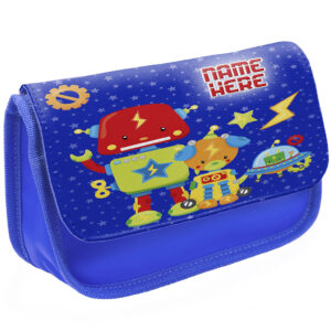 Personalised Space Robot Kids Blue Pencil Case EC042