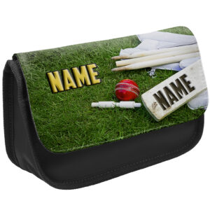 Personalised Cricket Kids Black Pencil Case ST183