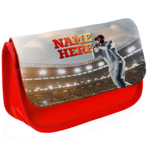 Personalised Cricket Kids Red Pencil Case KSU12