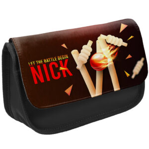 Personalised Cricket Kids Black Pencil Case KSP243