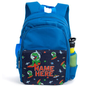 Personalised Space Dinosaur T Rex Kids Blue Backpack KS230