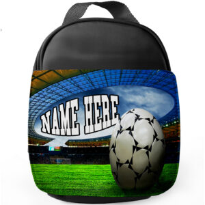 Personalised Football Kids Black Lunch Bag ST475