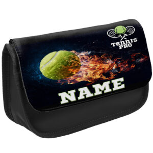Personalised Tennis Kids Black Pencil Case KS182