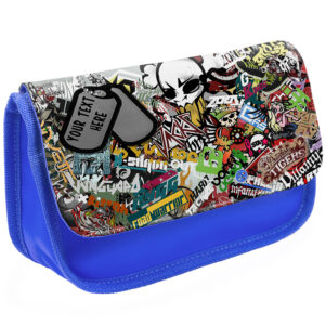 Personalised Sticker Graffiti Kids Blue Pencil Case SB03