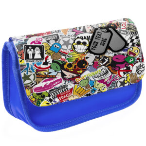 Personalised Sticker Graffiti Kids Blue Pencil Case SB04