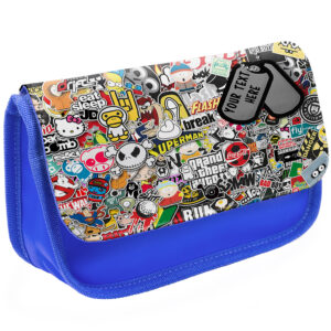 Personalised Sticker Graffiti Kids Blue Pencil Case SB02