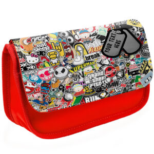 Personalised Gamer Graffiti Kids Red Pencil Case SB02