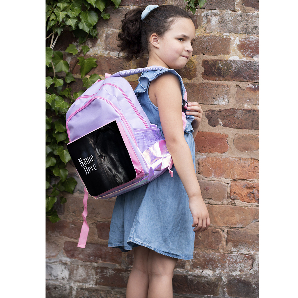 Personalised Horse Purple Kids Backpack DP38 - Image 4