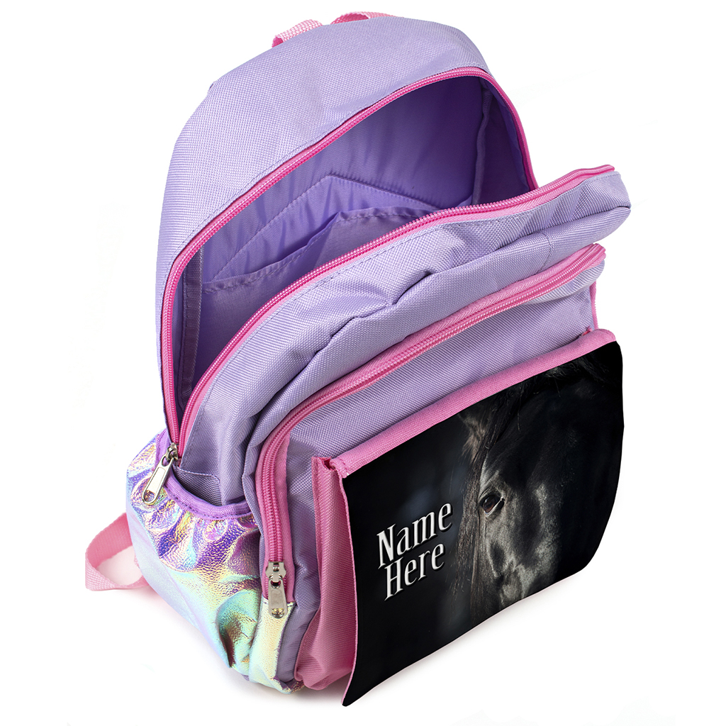 Personalised Horse Purple Kids Backpack DP38 - Image 3
