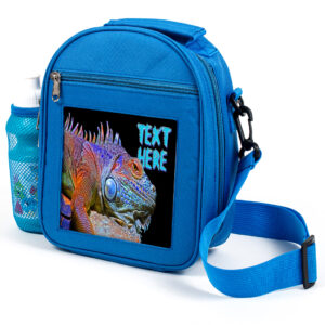 Personalised Iguana Lizard Kids Blue Lunch Bag KS40