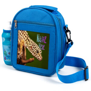 Personalised Gecko Lizard Kids Blue Lunch Bag KS98