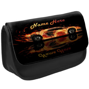 Personalised Race Car Kids Black Pencil Case JS03