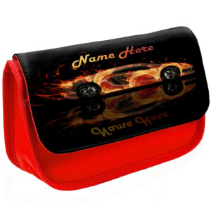 Personalised Race Car Kids Red Pencil Case JS03