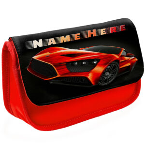 Personalised Race Car Kids Red Pencil Case JS04