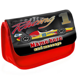 Personalised Race Car Kids Red Pencil Case ST255