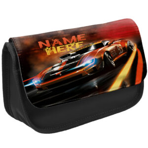 Personalised Race Car Kids Black Pencil Case JS05