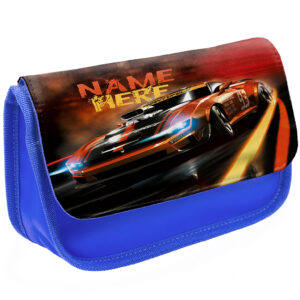 Personalised Race Car Kids Blue Pencil Case JS05