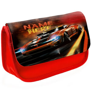 Personalised Race Car Kids Red Pencil Case JS05