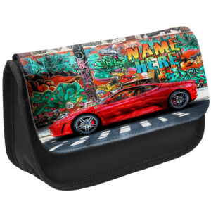 Personalised Race Car Kids Black Pencil Case ST465