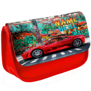 Personalised Race Car Kids Red Pencil Case ST465