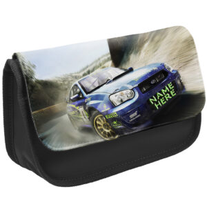 Personalised Rally Race Car Kids Black Pencil Case ST437