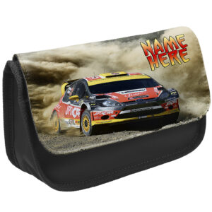 Personalised Rally Race Car Kids Black Pencil Case ST438