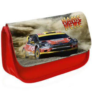 Personalised Rally Race Car Kids Red Pencil Case ST438