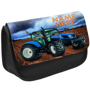 Personalised Tractor Kids Black Pencil Case NST001