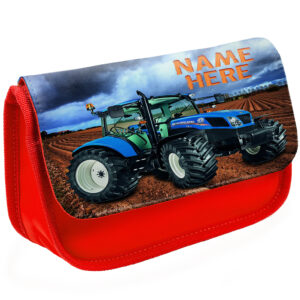 Personalised Tractor Kids Red Pencil Case NST001