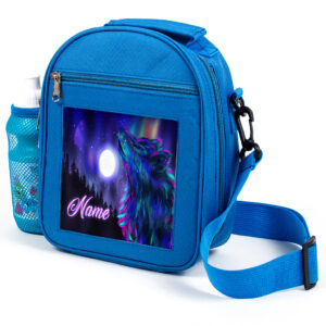 Personalised Wolf Kids Blue Lunch Bag KSU14