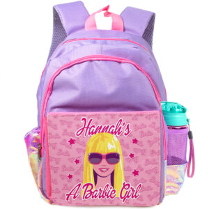 Personalised Barbie Girl Purple Girls Backpack BABS3