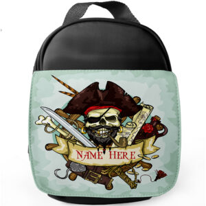 Personalised Pirate Kids Black Lunch Bag SH188