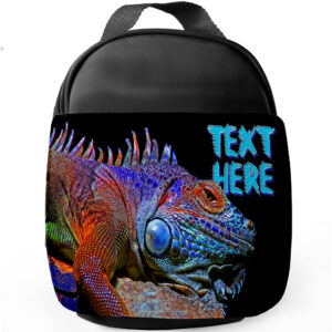 Personalised Iguana Kids Black Lunch Bag KS40