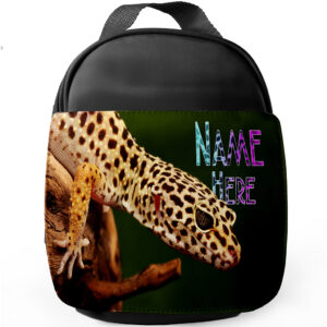 Personalised Gecko Kids Black Lunch Bag KS98